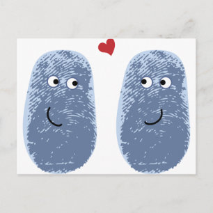 Postal Pareja de huellas digitales azules