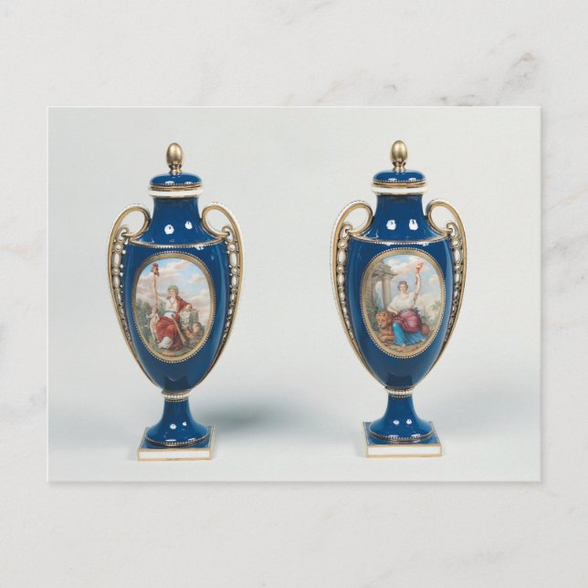 Postal Pareja de jarrones Sevres decorados con alegoría (Anverso)