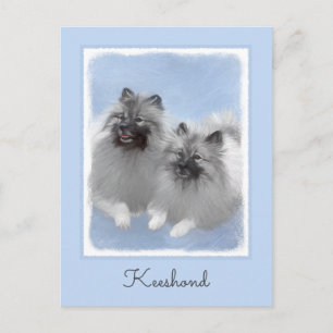 Postal Pareja de Keeshond Pintura de Kees Arte Animal Ori