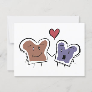 Postal Pareja de mantequilla de maní y jalea