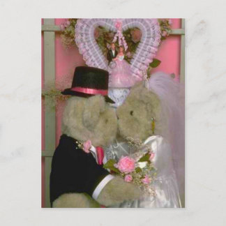 Postal pareja de osos bodas se casa primer beso