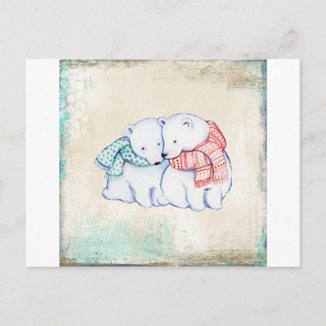 Postal Pareja de osos polares (Anverso)