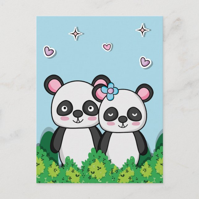 Postal Pareja de Pandas (Anverso)