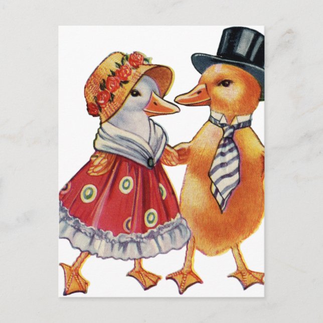 Postal Pareja de patos vintage (Anverso)