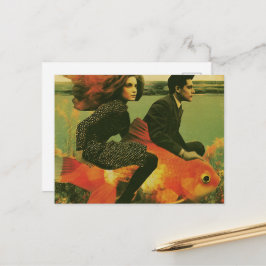 Postal Pareja de peces dorados de fantasía viaja