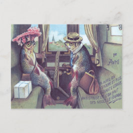 Postal Pareja De Peces En Tren