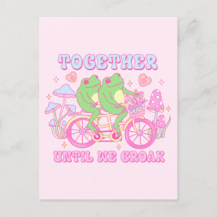 Postal Pareja de rana adorable - Juntos hasta que croamos