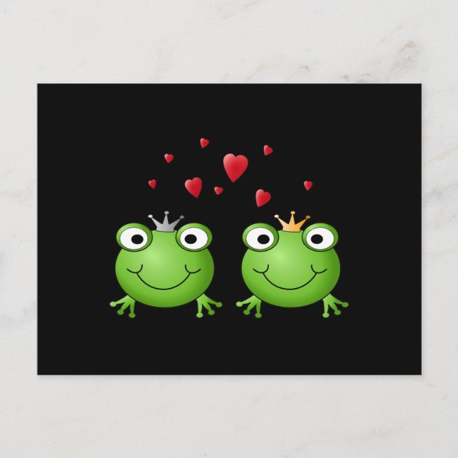 Postal Pareja de ranas con corazones. (Anverso)