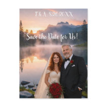 Pareja de recién casados foto lago Save the Date
