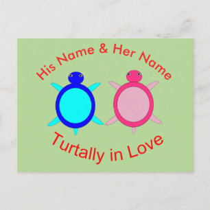 Postal Pareja de tortuga suave personalizada