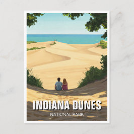 Postal Pareja de viaje al Parque Nacional Indiana Dunes