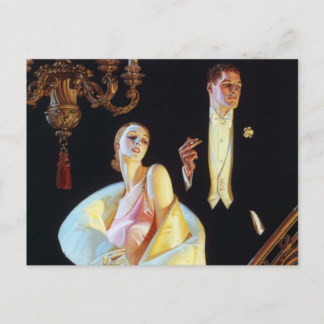 Postal Pareja descendiente por escalera, 1923 por Leyende (Anverso)