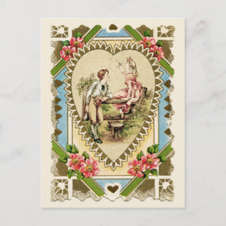 Postal Pareja dulce en reproducción vintage de marco card