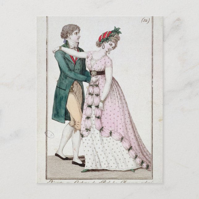 Postal Pareja elegante bailando el vals (Anverso)