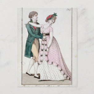 Postal Pareja elegante bailando el vals