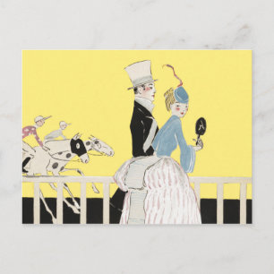 Postal Pareja En Las Carreras