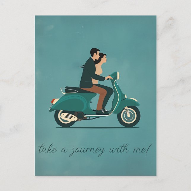 Postal Pareja en motocicleta (Anverso)