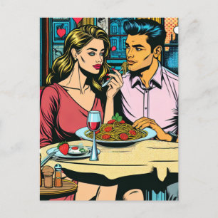 Postal Pareja en primera fecha   Spaghettis Dinner