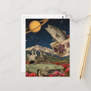Postal Pareja en un tazón de té de automóvil retro Saltar