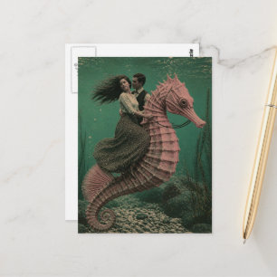 Postal Pareja en una fantasía de caballito de mar
