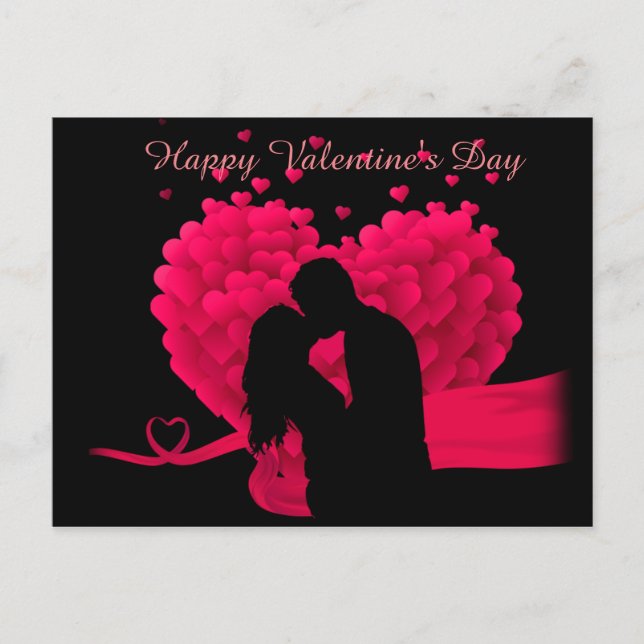 Postal Pareja enamorada Feliz Día de San Valentín (Anverso)