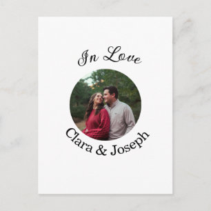 Postal Pareja enamorada foto circular nombre boda románti