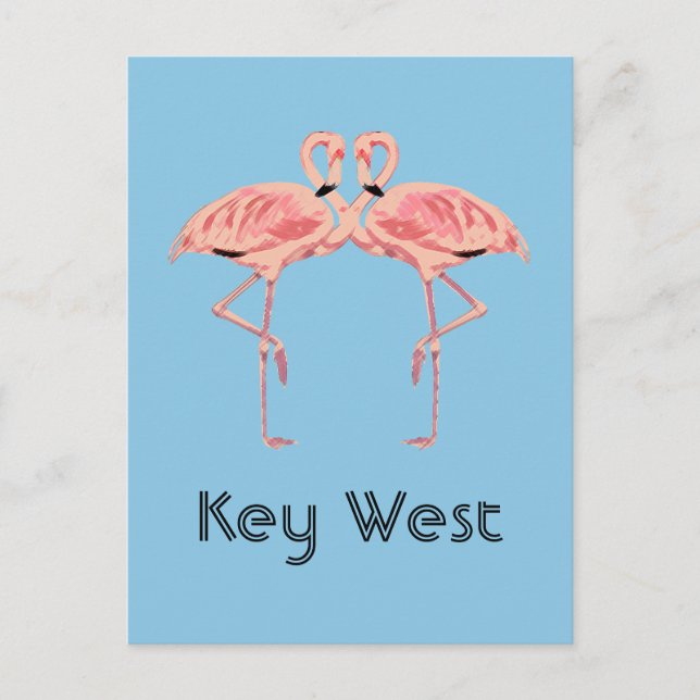 Postal Pareja Flamingo Rosa Key West Florida (Anverso)