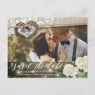 Postal Pareja Horseshoe Hidrangea Boda Save Date FOTO