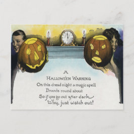 Postal Pareja Jack O Lantern Pumpkin