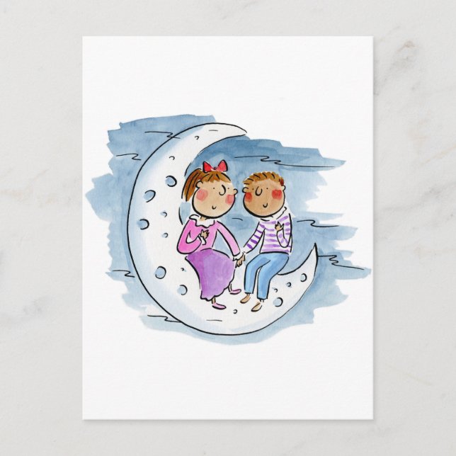 Postal Pareja lunar (Anverso)