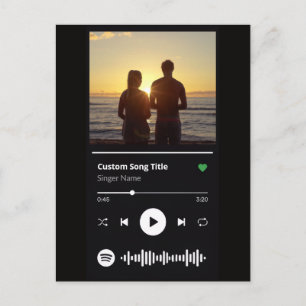 Postal Pareja Moderna Foto Personalizada Cualquier Canció