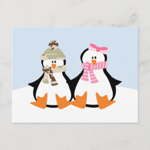 Postal Pareja Pingüino Militar