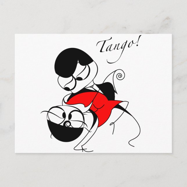 Postal pareja que realiza un paso de tango (Anverso)