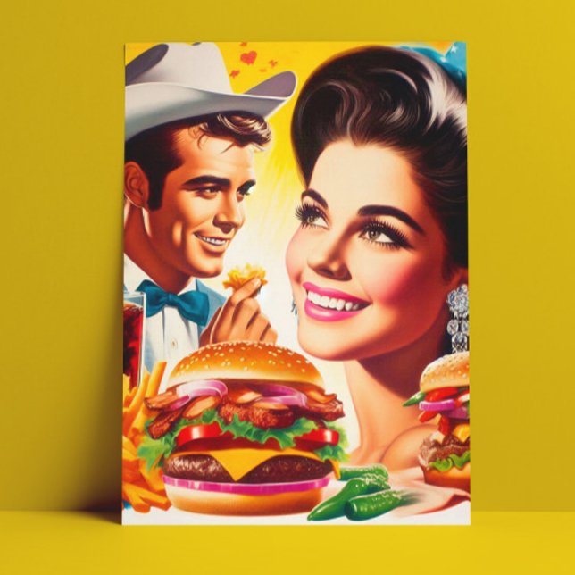 Postal Pareja Retro de Comida Rápida (Subido por el creador)