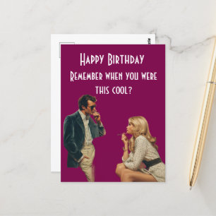 Postal Pareja Retro Feliz Cumpleaños Chiste