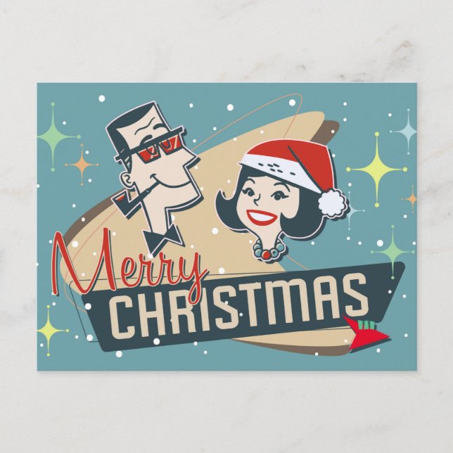 Postal Pareja Retro Feliz Navidad Vintage (Anverso)