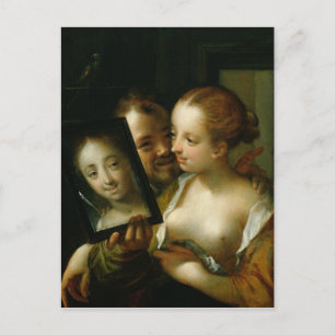 Postal Pareja riéndose con un espejo, 1596