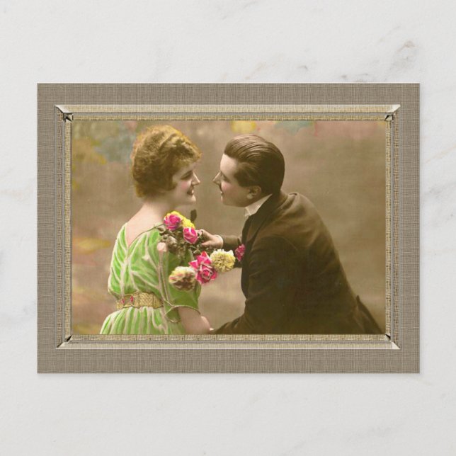 Postal Pareja romántica - dame un beso (Anverso)