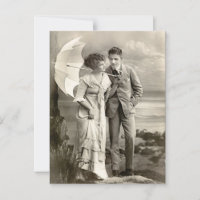 Pareja romántica vintage con parasol