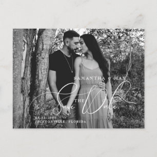 Postal Pareja Simple Dos Fotos B/N Save the Date