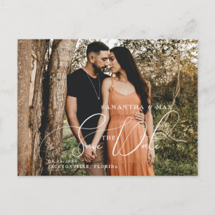 Postal Pareja Simple Dos Fotos Elegante Salva la Fecha