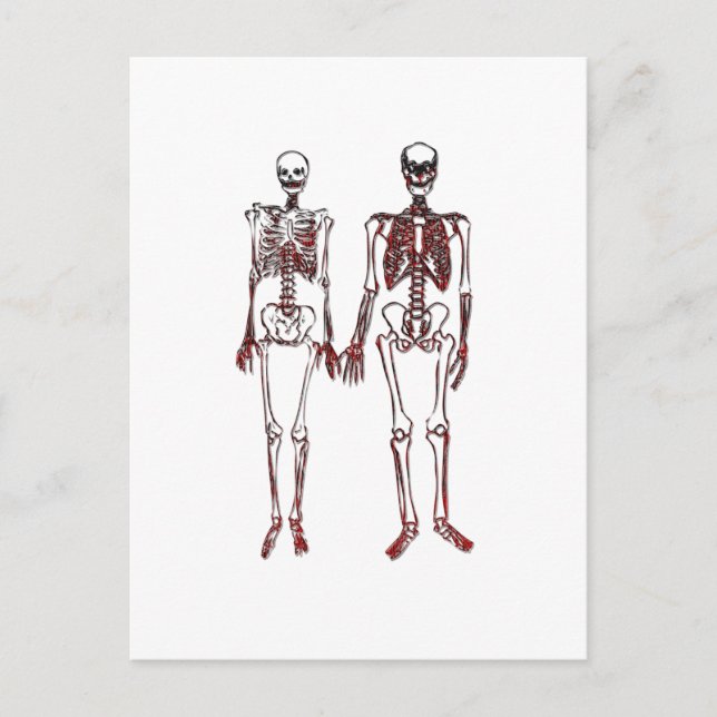 Postal Pareja Skeleton roja (Anverso)