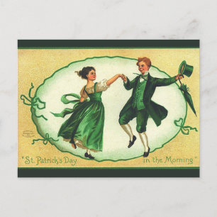 Postal Pareja vintage bailando en el día de St Patricks