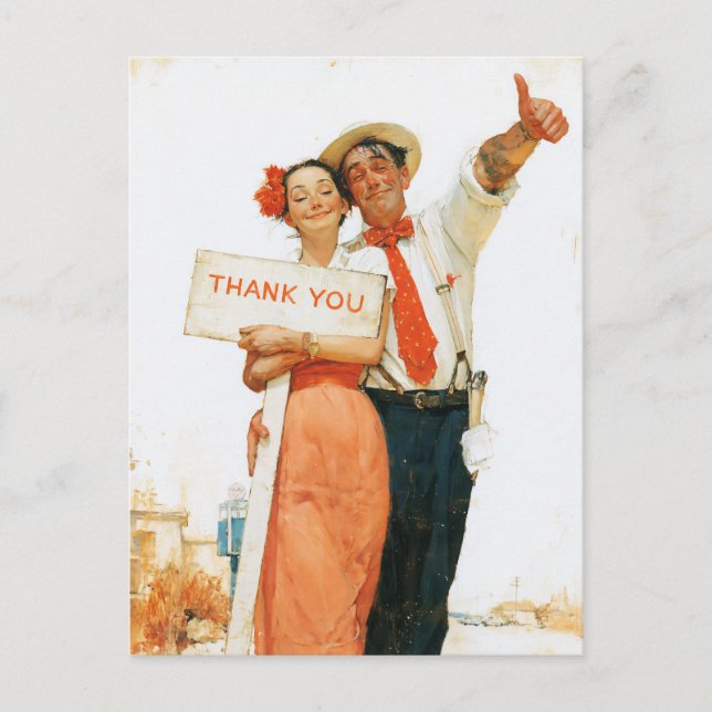 Postal Pareja Vintage Gracias (Anverso)