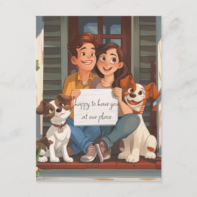 Postal Pareja y cachorros (Anverso)