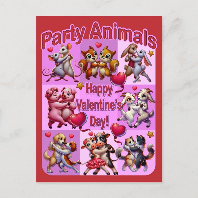 Postal Parejas bailarinas el día de San Valentín "Animale (Anverso)