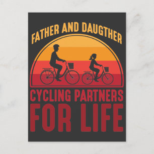 Postal Parejas de ciclismo para padres y hijas para la vi
