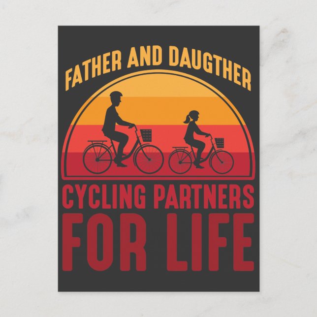 Postal Parejas de ciclismo para padres y hijas para la vi (Anverso)