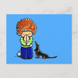 Postal Parejas de oración Boy B/T Dachshund