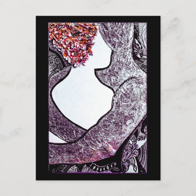 Postal Parejas interraciales blancas y negras abrazando o (Anverso)